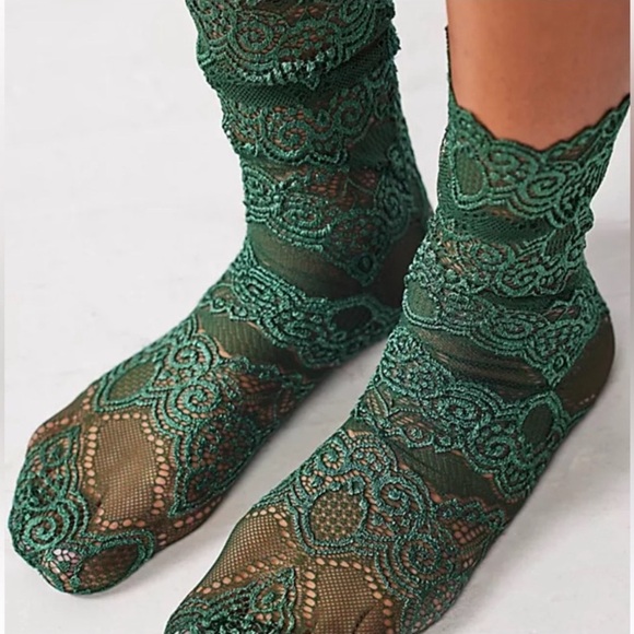 Free People Camila Lace Lacey Sheer Stockings Lingerie Socks | One Size - Picture 2 of 6